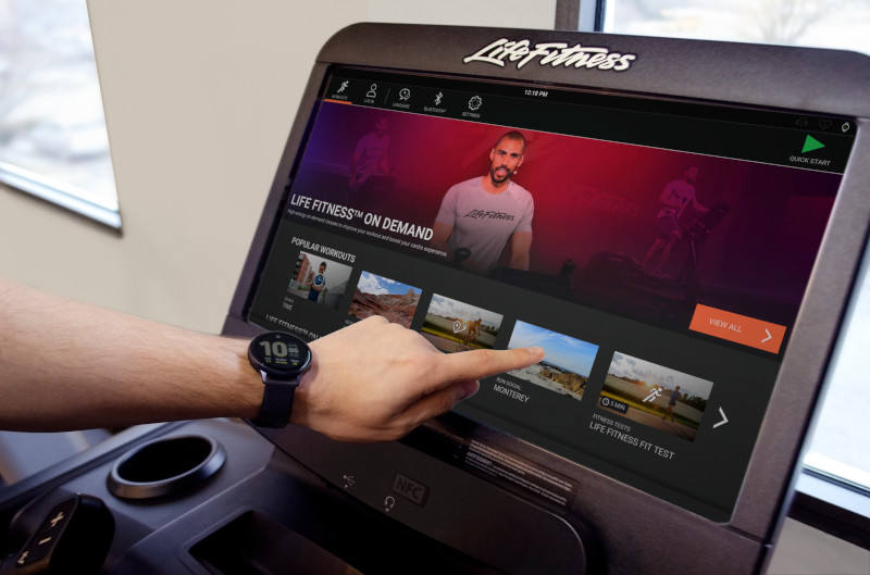 En skärm som visar Life Fitness On Demand
